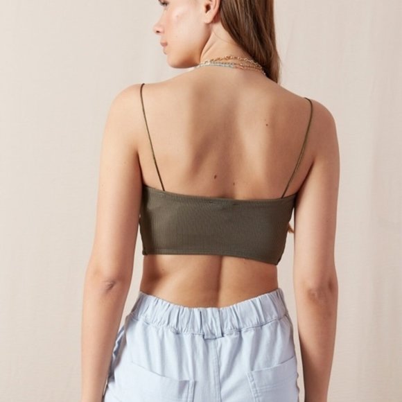 Cropped Cami Top Olive Green Size Small - Picture 3 of 3